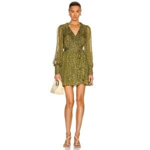 green silk corset dress Zimmermann Green Palm Ascension Linen Midi Dress